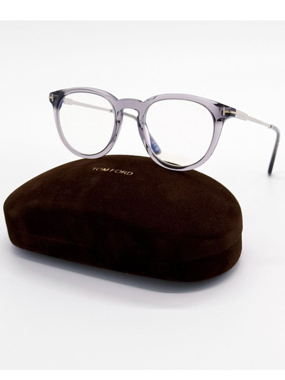 New Tom Ford TF5905 020 Silver Gray Round Eyeglasses FT5905
